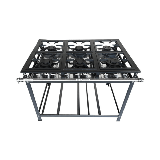 Fogão Industrial 6 Bocas 3 Simples 3 Duplas Baixa Pressão Standard 30x30 P5 MR Fogões