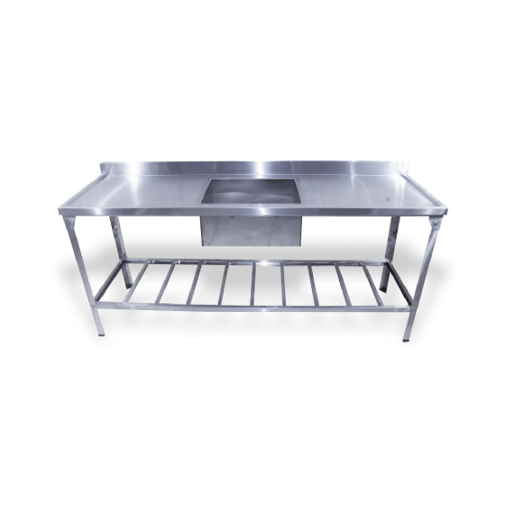 Mesa Pia 190 x 55 com 1 Cuba Linha Leve Total Inox 430 Innal