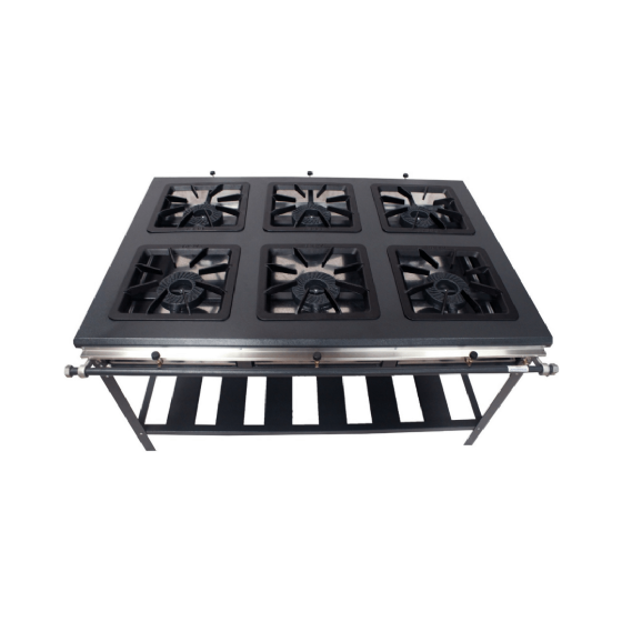 Fogão Industrial 6 Bocas Simples de Parede 40x40 Alta Pressão P10 Metal Brey