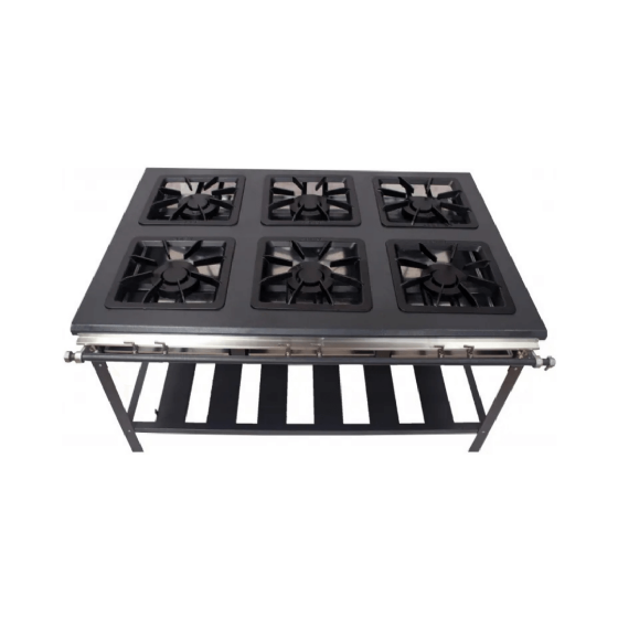 Fogão Industrial 6 Bocas Duplas Grelha 40x40 Baixa Pressão Metal Brey