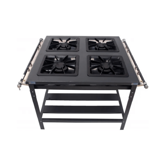 Fogão Industrial 4 Bocas Duplas Grelha 40x40 Baixa Pressão Metal Brey