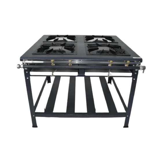 Fogão Industrial De Parede 4 Bocas Simples 40x40 Alta Pressão Queimador Real Metal Brey