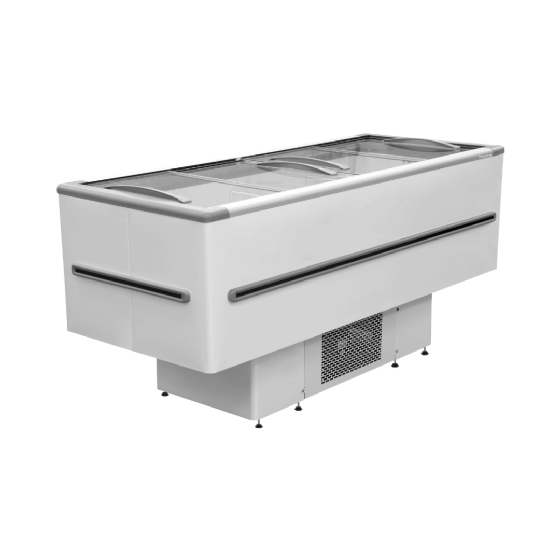 Ilha Expositora 2 Metros Branca 568 Litros ICED 568 Dupla Ação 220v Fricon