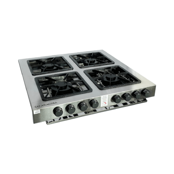 Fogão Industrial De Embutir Aço Inox 4 Bocas Duplas ACFI-3404 Baixa Pressão Araceba