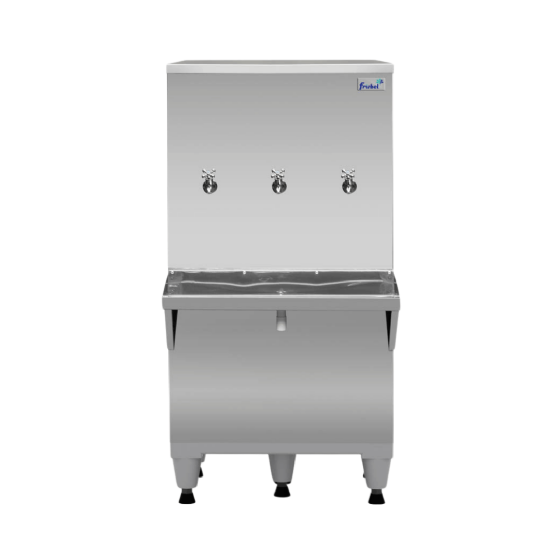 Bebedouro Industrial de Coluna 2 Torneiras Geladas 1 Natural Inox 100 Litros 110v Frisbel