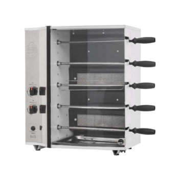 Assador a Gás Industrial Hidro 5 Espetos Giratórios - Inox Bivolt