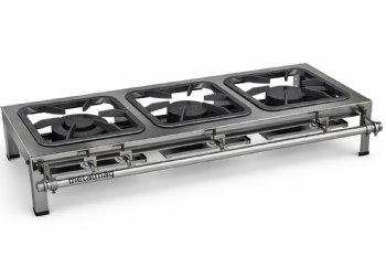 Fogão Industrial 3 Bocas de Mesa 30x30 Baixa Pressão Inox Max Metalmaq