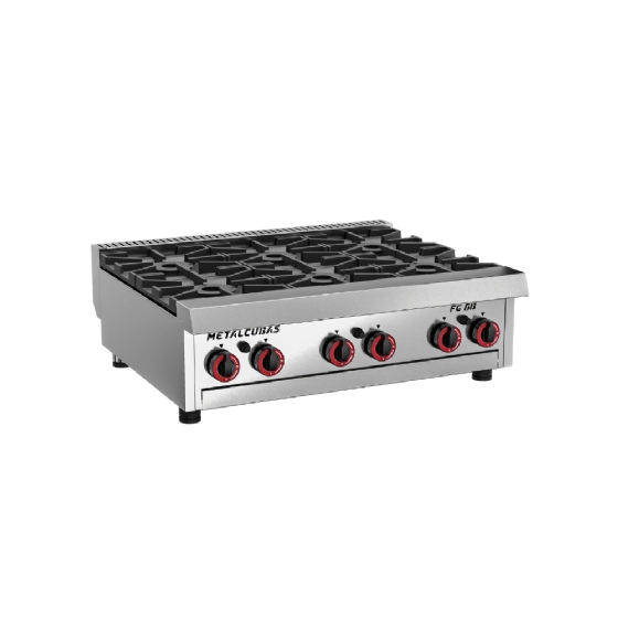 Fogão Premium Mesa FG 6 Bocas Inox Profissional 220v Metalcubas