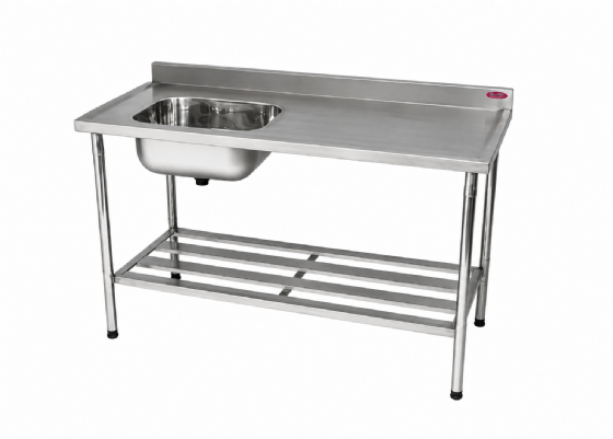 Mesa Pia Esquerda 120 x 70 com 1 Cuba 50 x 40 x 25 Total Inox 430 Imeca