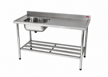 Mesa Pia Esquerda 120 x 70 com 1 Cuba 50 x 40 x 25 Total Inox 430 Imeca