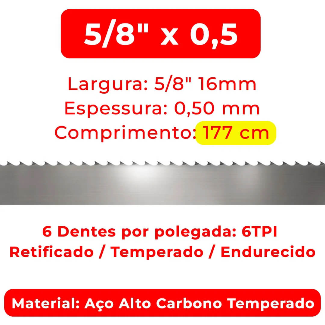 Lâmina Serra Fita 5/8 x 0,5 x 1,77 6TPI Mill