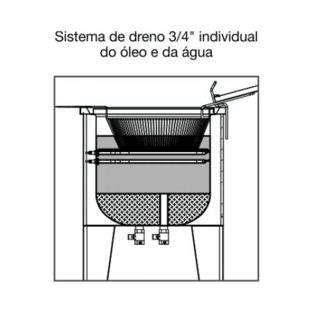 Fritadeira Elétrica Água e Óleo 35 Litros 10000 W FAO 1 CR Painel Superior 220v Metalcubas