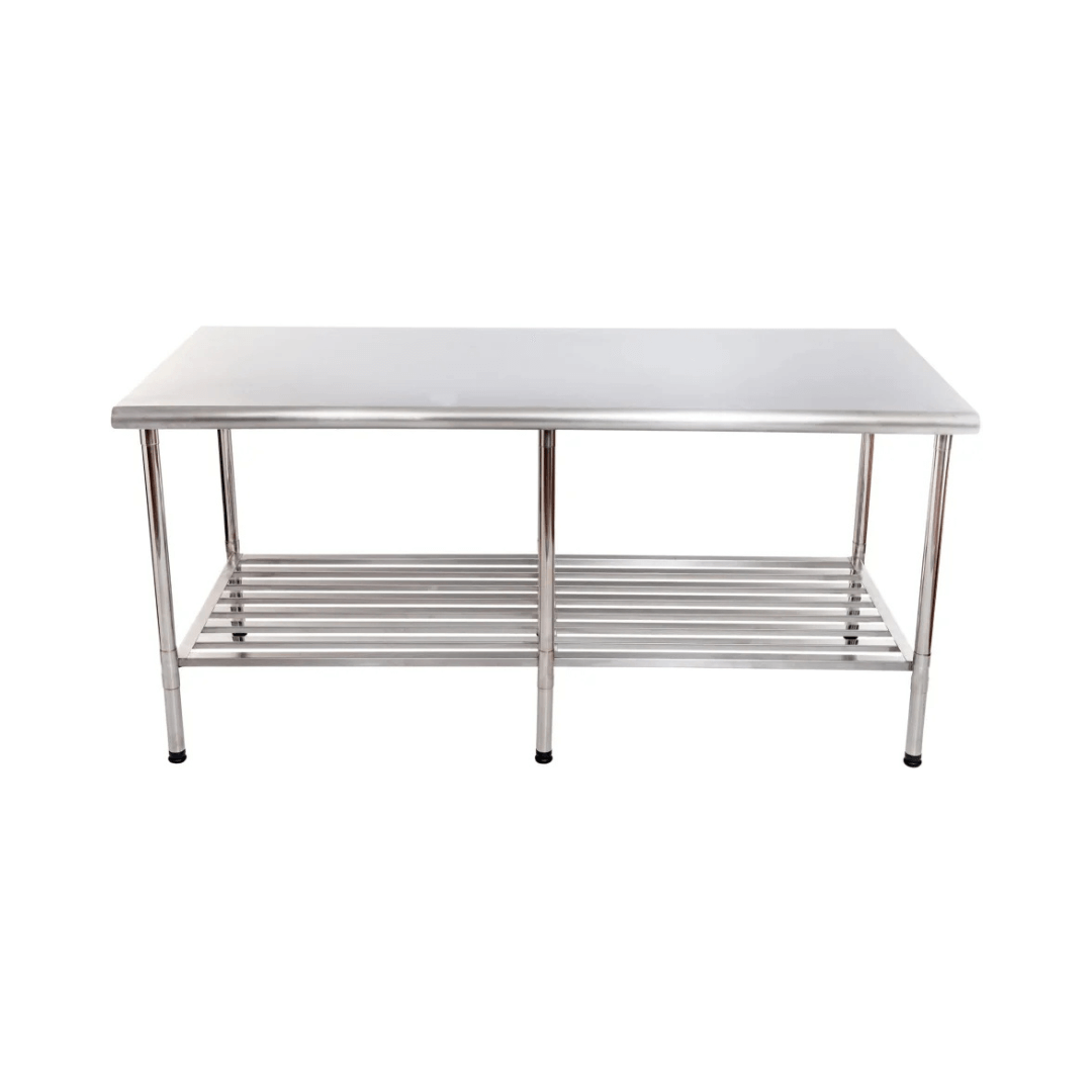 Mesa de Trabalho 190 x 90 Inox 430 com Grade Inferior 6 Pés Desmontável Imeca