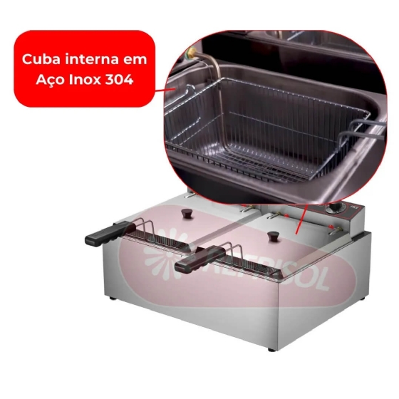 Fritadeira Elétrica 2 Cubas Óleo 10 litros FRCE 10 110v Metalcubas