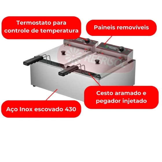 Fritadeira Elétrica 2 Cubas Óleo 10 litros FRCE 10 110v Metalcubas