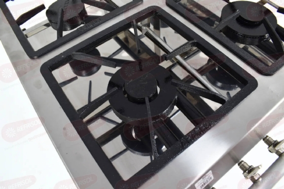 Fogão Industrial 4 Bocas 2 Simples 2 Duplas Aço Inox ACFI-6354 Baixa Pressão Araceba