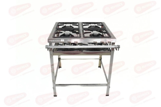 Fogão Industrial 4 Bocas 2 Simples 2 Duplas Aço Inox ACFI-6354 Baixa Pressão Araceba