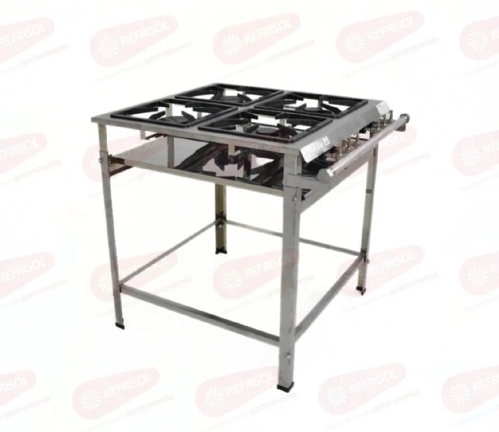 Fogão Industrial 4 Bocas 2 Simples 2 Duplas Aço Inox ACFI-6354 Baixa Pressão Araceba