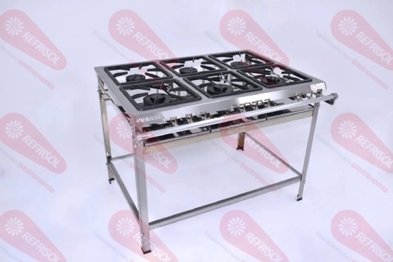 Fogão Industrial 6 Bocas 3 Simples 3 Duplas Aço Inox ACFI-6356 Baixa Pressão Araceba