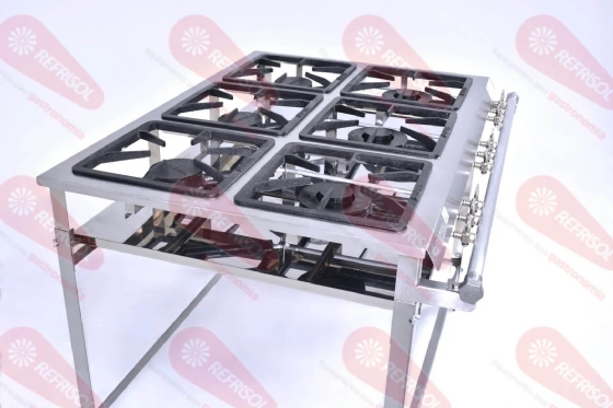 Fogão Industrial 6 Bocas 3 Simples 3 Duplas Aço Inox ACFI-6356 Baixa Pressão Araceba
