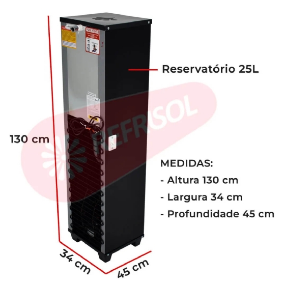 Bebedouro Industrial de Coluna 1 Gelada 1 Natural 25 Litros 110v Office Black Frisbel