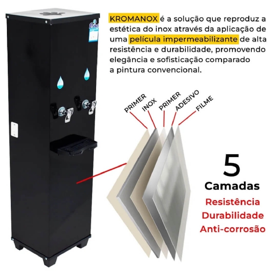 Bebedouro Industrial de Coluna 1 Gelada 1 Natural 25 Litros 110v Office Black Frisbel