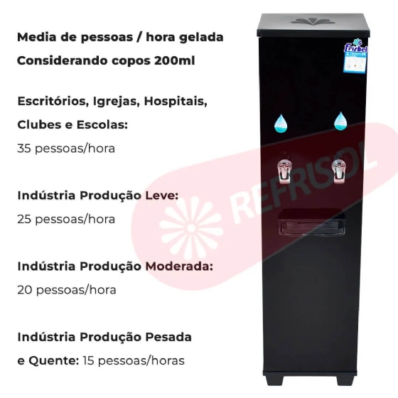 Bebedouro Industrial de Coluna 1 Gelada 1 Natural 25 Litros 110v Office Black Frisbel