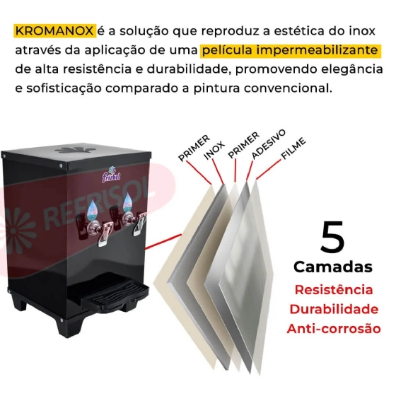 Bebedouro Industrial de Bancada 1 Gelada 1 Natural 10 Litros 110v Office Black Frisbel