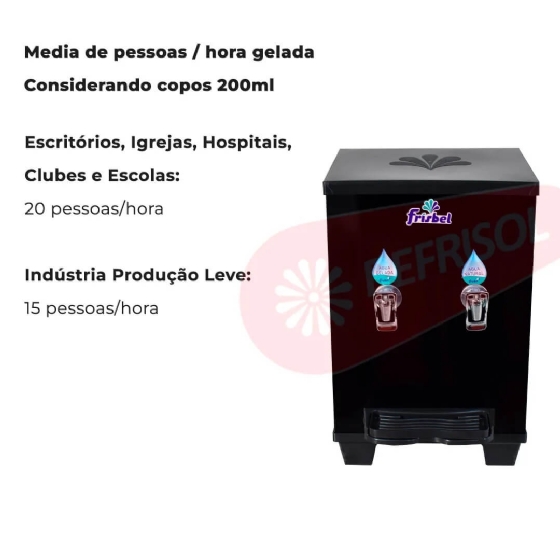 Bebedouro Industrial de Bancada 1 Gelada 1 Natural 10 Litros 110v Office Black Frisbel