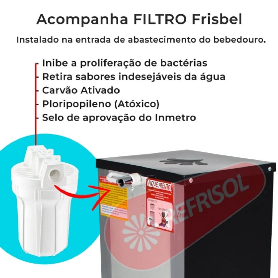 Bebedouro Industrial de Bancada 1 Gelada 1 Natural 10 Litros 110v Office Black Frisbel