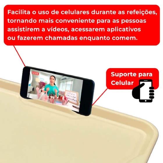 Bandeja com Suporte para Celular U400G Bege Useyou