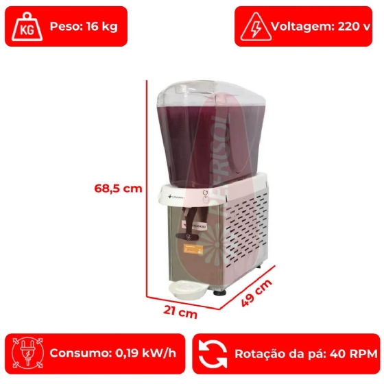 Máquina de Suco 16 Litros 1 Cuba RV116 110v Venânico