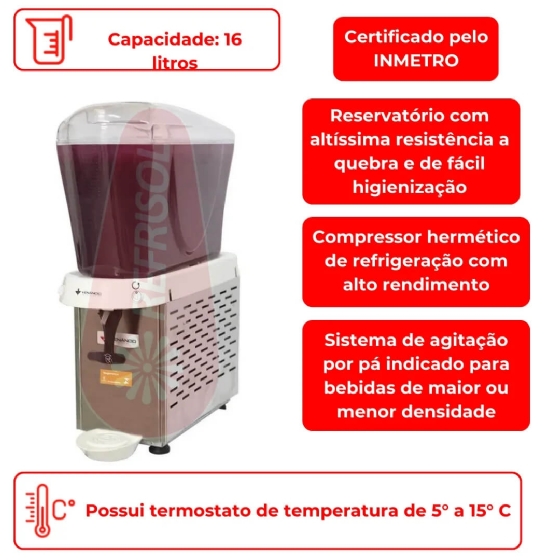 Máquina de Suco 16 Litros 1 Cuba RV116 110v Venânico