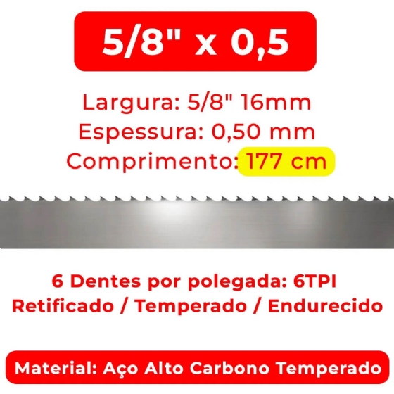 Lâmina Serra Fita 5/8 x 0,5 x 1,77 6TPI Mill