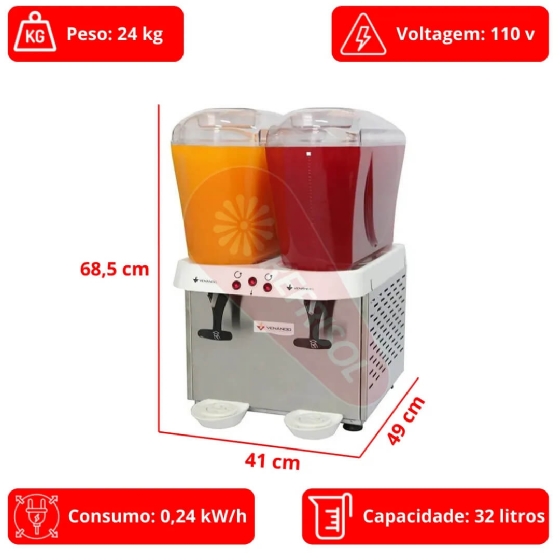 Refresqueira 32 Litros 2 Cuba RV216 110v Venâncio