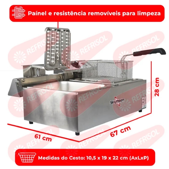 Fritadeira Elétrica 2 Cubas de 5 Litros FED-20-N Inox 110v Skymsen