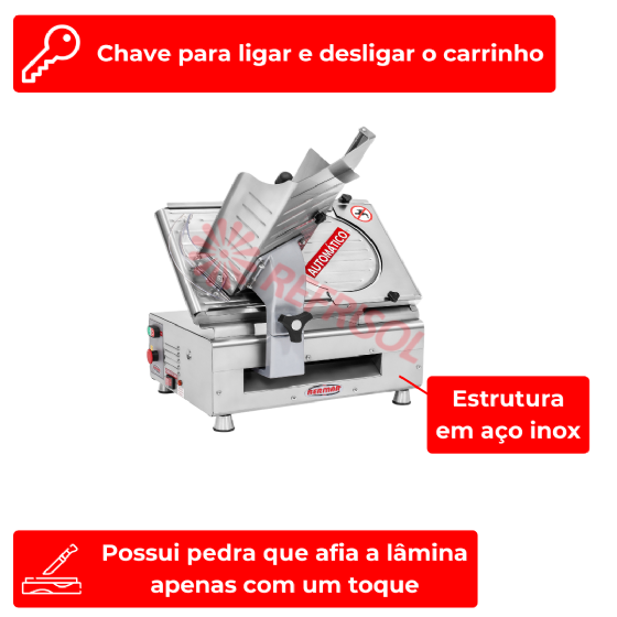 Cortador de Frios Automático 30 cm Inox BM 18 NR PF Bivolt Bermar