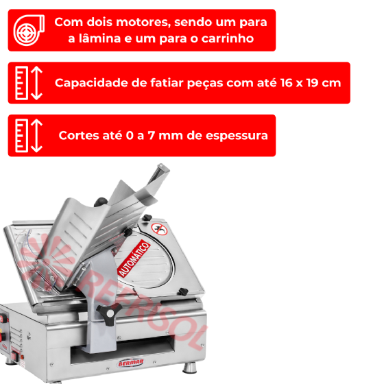 Cortador de Frios Automático 30 cm Inox BM 18 NR PF Bivolt Bermar