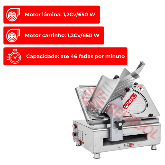 Cortador de Frios Automático 30 cm Inox BM 18 NR PF Bivolt Bermar