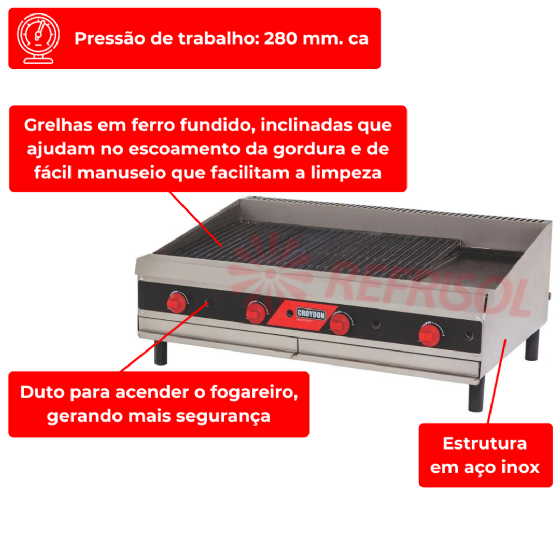 Char Broiler Profissional à Gás 100 cm CCP4 Croydon