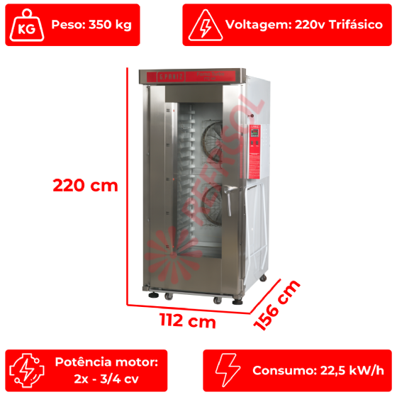 Forno Turbo 16 Esteiras Elétrico FTE 480 220v Trifásico G Paniz