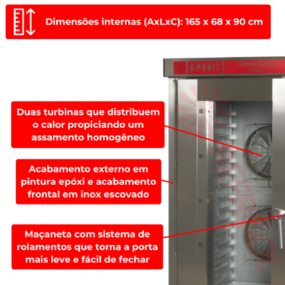 Forno Turbo 16 Esteiras Elétrico FTE 480 220v Trifásico G Paniz