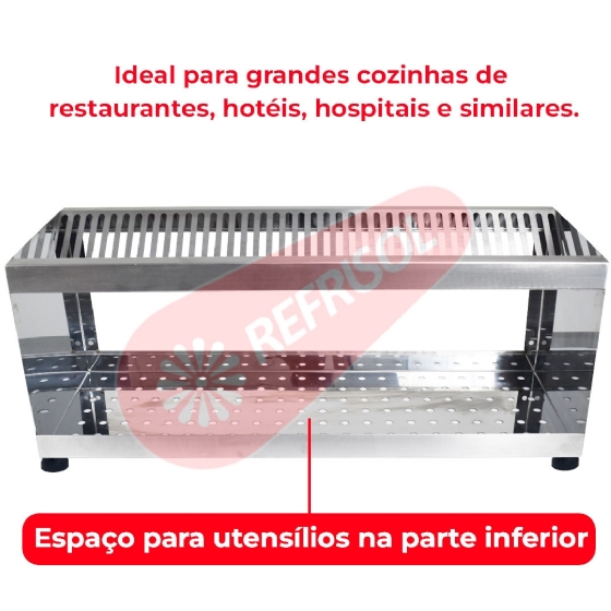 Escorredor De Pratos E Copos Industrial 80x30 Profissional Inox 430 Edanca