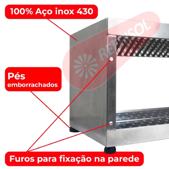 Escorredor De Pratos E Copos Industrial 80x30 Profissional Inox 430 Edanca