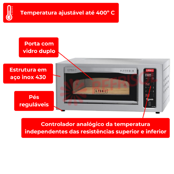 Forno Lastro Elétrico Pizzaiolo FPE-400D 220v G Paniz