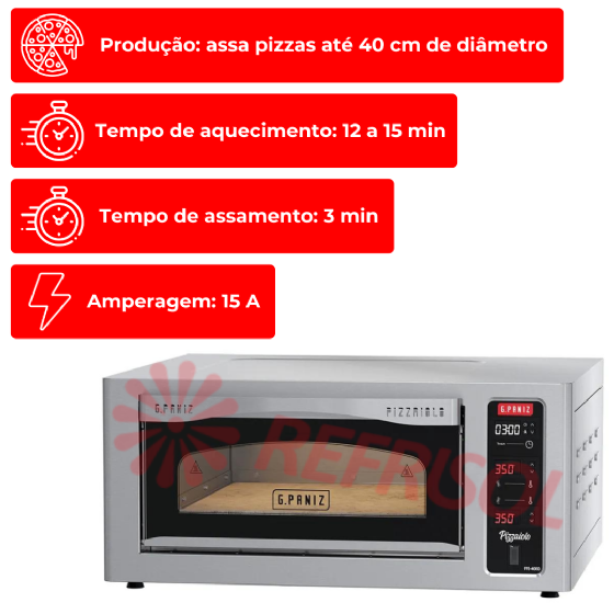 Forno Lastro Elétrico Pizzaiolo FPE-400D 220v G Paniz