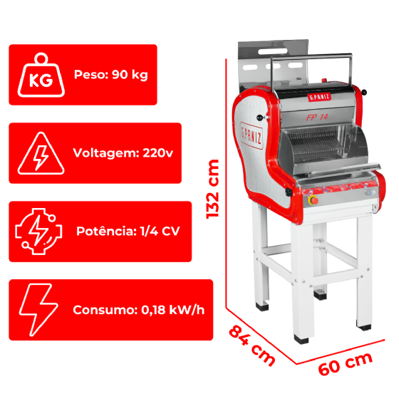Fatiadeira De Pães Elétrica Automática FP 14 G2 Pedestal Epóxi 220v G Paniz