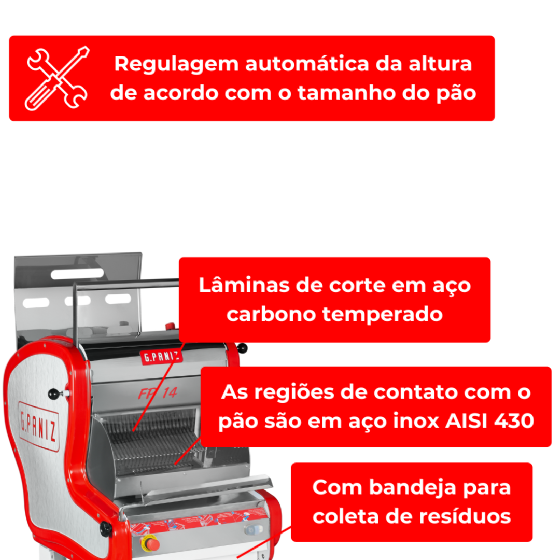 Fatiadeira De Pães Elétrica Automática FP 14 G2 Pedestal Epóxi 220v G Paniz