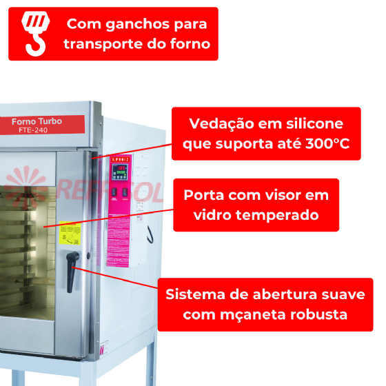 Forno Turbo 8 Esteiras Elétrico FTE 240 Trifásico 380v G Paniz