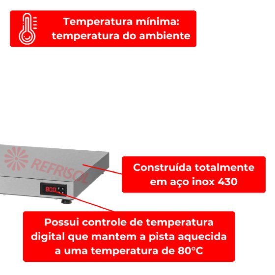 Pista Aquecida 70 cm PAM 700 220v Metalcubas